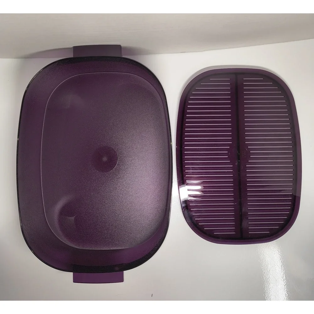 Tupperware 6 Piece 2 1/4 Quarts Oval Microwave Stack Cooker Steamer Set Vintage